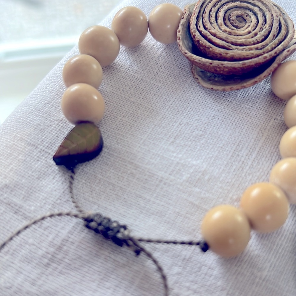 Artisan flower and beads bracelet